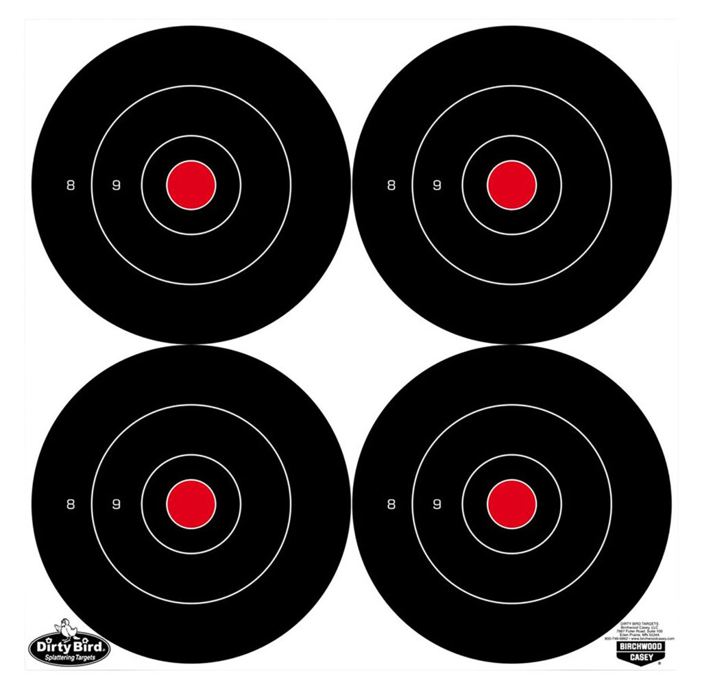 Birchwood Casey 35570 Dirty Bird 6" Bullseye Tagboard Hanging Black/White 100 Per Pkg