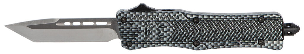 CobraTec Knives SCFCTK1STNS CTK-1  Small 2.75" OTF Tanto Plain D2 Steel Blade/Carbon Fiber Aluminum Handle Features Glass Breaker Includes Pocket Clip