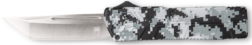CobraTec Knives WDCCTLETNS Lightweight  3.25" OTF Tanto Plain D2 Steel Blade/Winter Digi Camo Aluminum Handle Includes Pocket Clip