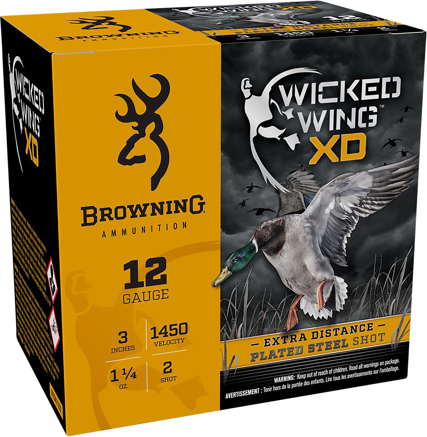 Browning Ammo B193411232 Wicked Wing XD 12Gauge 3" 1 1/4oz 2Shot 25 Per Box/10 Case