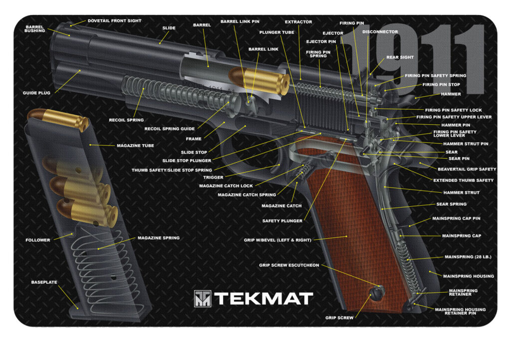 TekMat TEKR171911CA  Cleaning Mat Multi-Color Rubber 11"x17" 1911 3D Cutaway