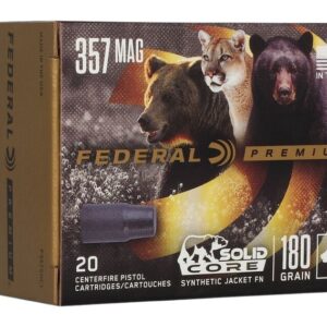 Federal P357SHC1 Premium  357Mag 180gr Solid Core Synthetic Flat Nose 20 Per Box/10 Case