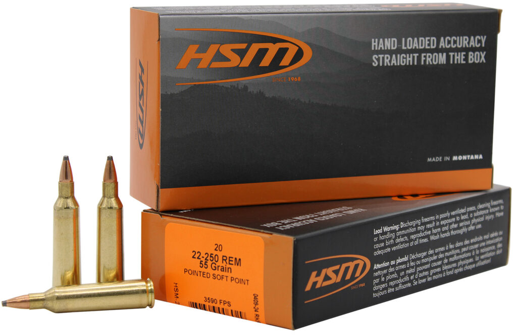HSM 222504N Varmint  22-250 Rem 55 gr Soft Point 20 Per Box/ 25 Case