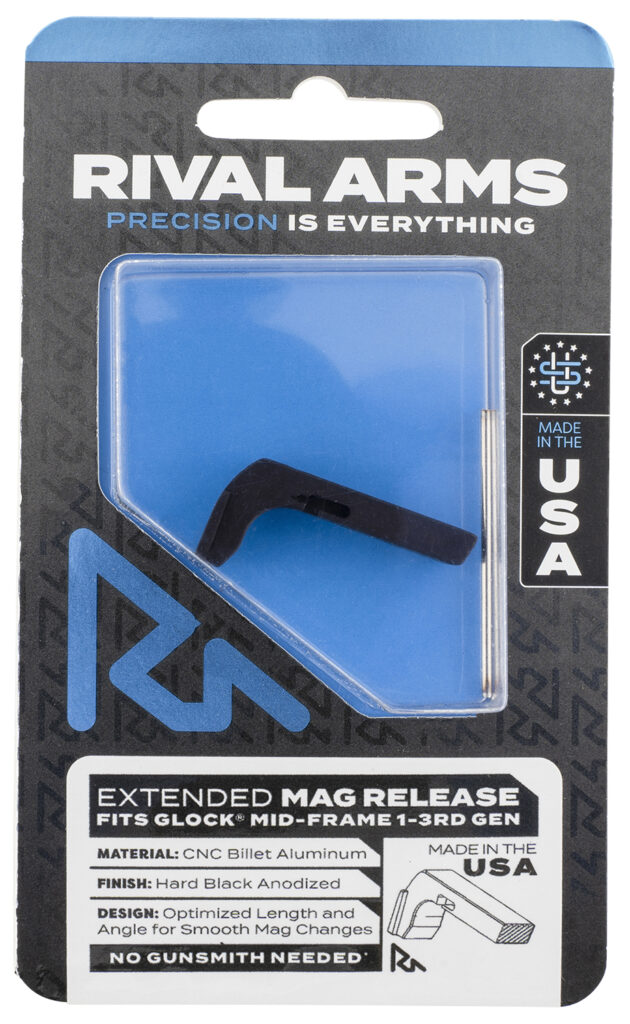 Rival Arms RA72G001A Magazine Release Compatible w/Glock Gen3 (Except 21SF) Extended, Black Anodized Aluminum