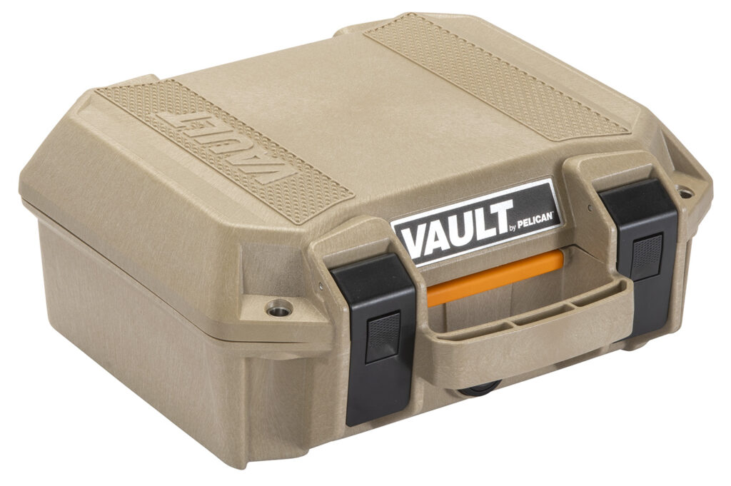 Pelican VCV100 Vault Case Small Tan Polymer Holds Handgun