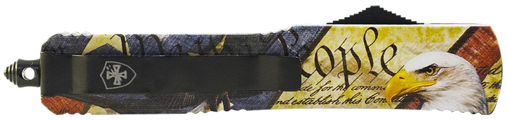 Templar Knife SEG332 Gen II Eagle Small 2.69" OTF Drop Point Plain Powder Coated 440C SS Blade, 4.31" Eagle w/"We The People" Aluminum Handle, Glass Breaker