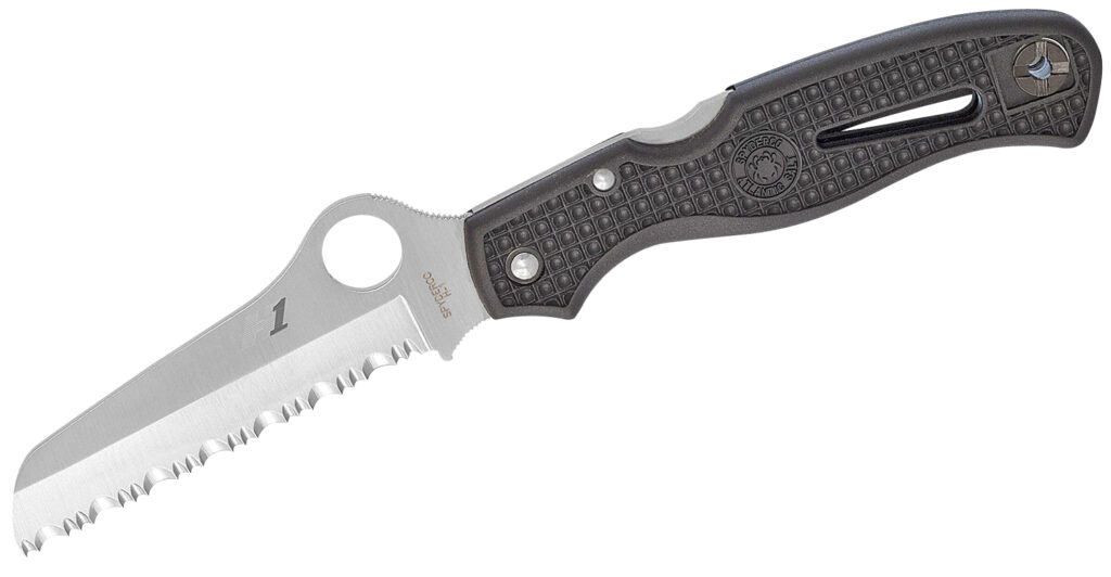 Spyderco C89SBK Atlantic Salt 3.69" Folding Sheepsfoot Serrated H1 Steel Blade Black Molded FRN Handle Includes Pocket Clip