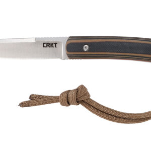 CRKT 2382 Biwa  3.02" Fixed Plain Satin 8Cr13MoV SS Blade/Black/Brown G10 Handle Includes Lanyard/Sheath