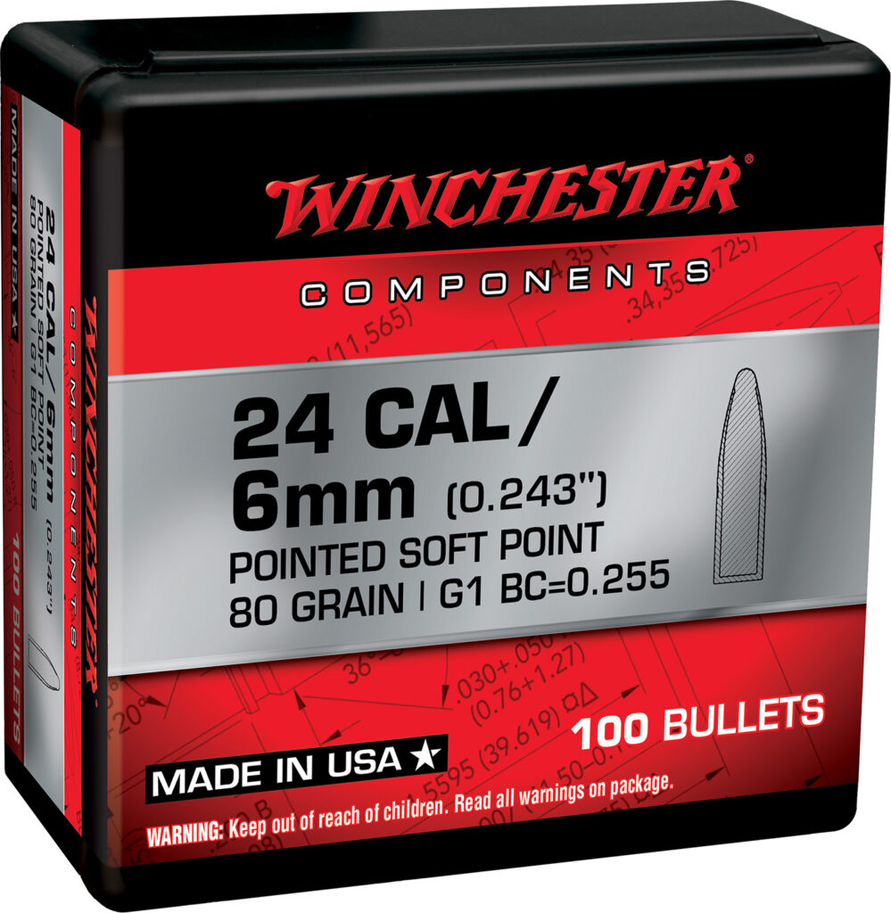 Winchester Ammo WB243SP80X Centerfire Rifle  243Win 80gr Pointed Soft Point 100 Per Box/10 Case