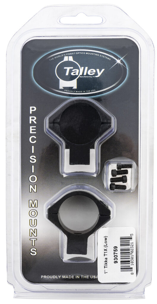 Talley 930759 Scope Mount/Ring Combo Black Anodized Aluminum 1" Tube Tikka T1/T1X Low Rings 0 MOA