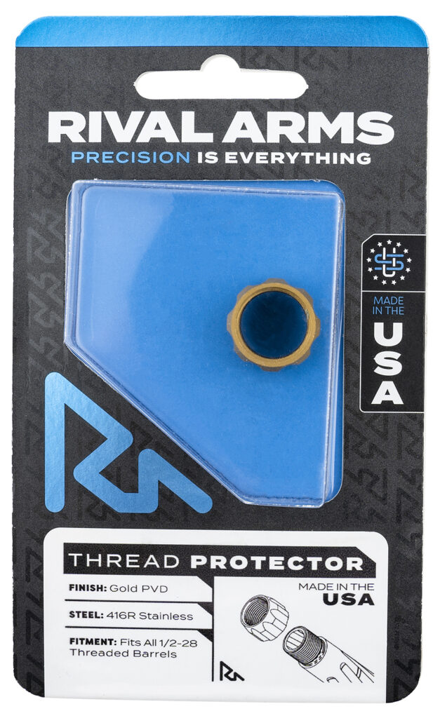 Rival Arms RARA300001E Thread Protector 9mm Luger Gold PVD 416R Stainless Steel 1/2"-28 tpi