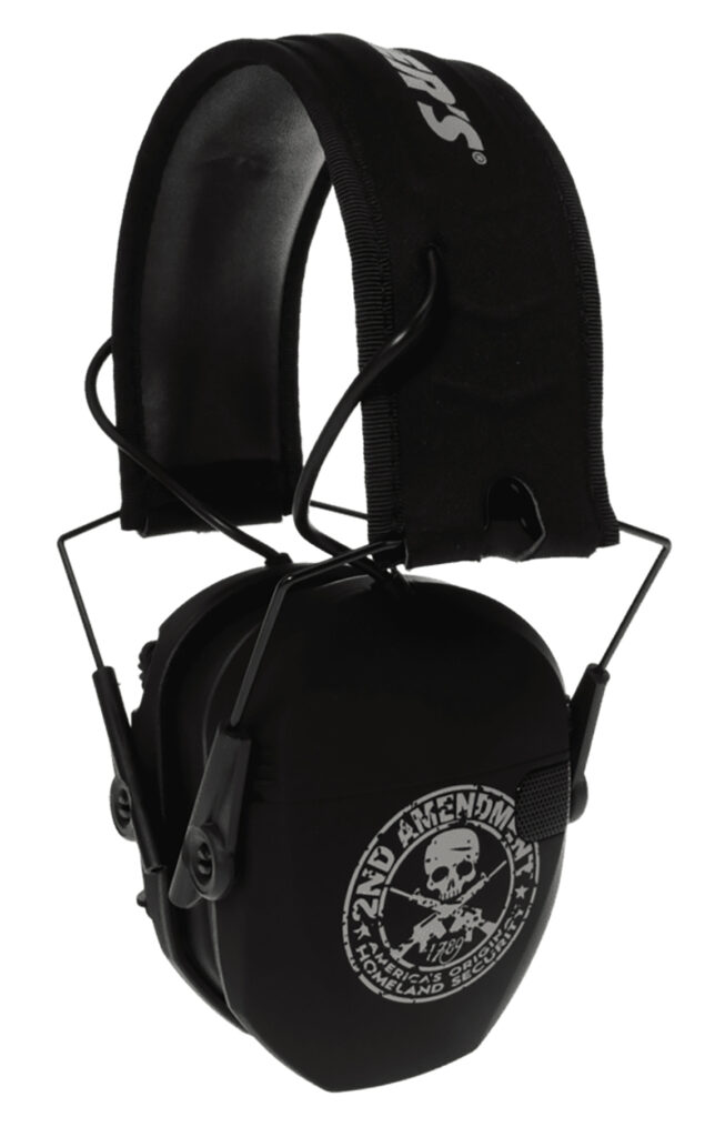 Walker's GWPRSEMFS2A Razor Slim Electronic Freedom Muff 23 dB Over the Head Black w/Distressed 2nd Amendment Polymer