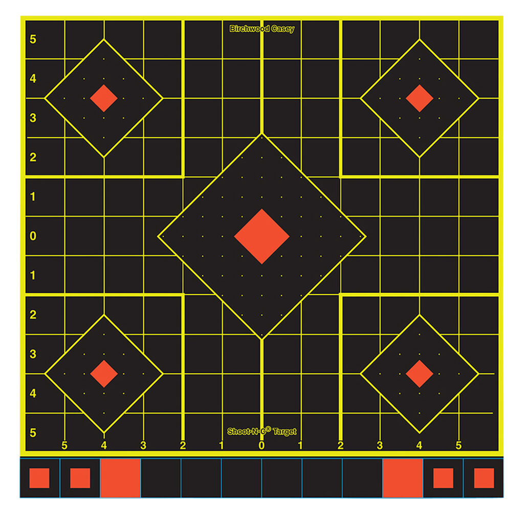 Birchwood Casey 34211 Shoot-N-C Sight-In Self-Adhesive Paper Black/Yellow/Red 12" 5-Diamond 100 Pack