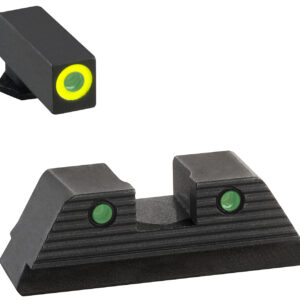 AmeriGlo GL821 Trooper Sight Set for Glock Green Tritium LumiGreen Outline Front Sight-Green Tritium Black Outline Rear Sight
