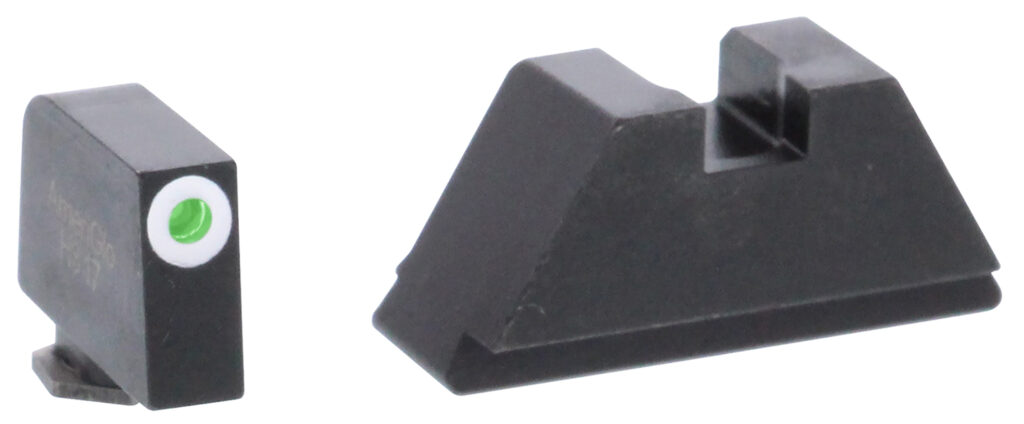 AmeriGlo GL411 Optic Compatible Sight Set for Glock  XL Tall Green Tritium White Outline Front Sight-Green Tritium Black Rear Sight
