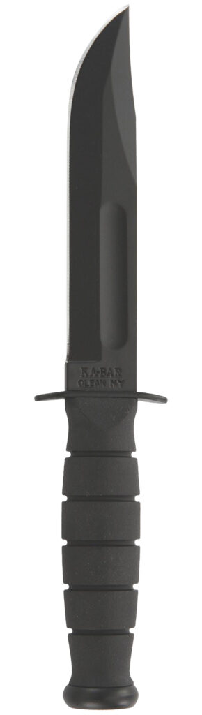 Ka-Bar 1256 Fighting/Utility 5.25" Fixed Clip Point Plain Black 1095 Cro-Van Blade, Black Kraton G Handle, Includes Sheath