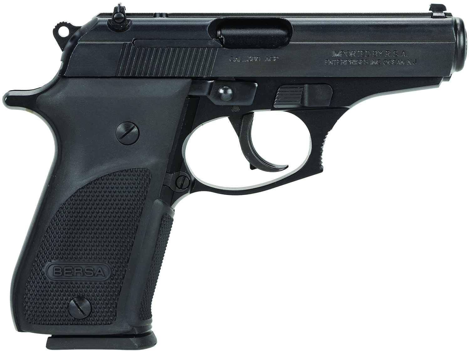 Bersa THUN380PM15 Thunder Plus Sub-Compact Frame 380 ACP 15+1, 3.50" Black Steel Barrel, Matte Black Serrated Steel Slide & Aluminum Frame w/Beavertail, Black Right Hand
