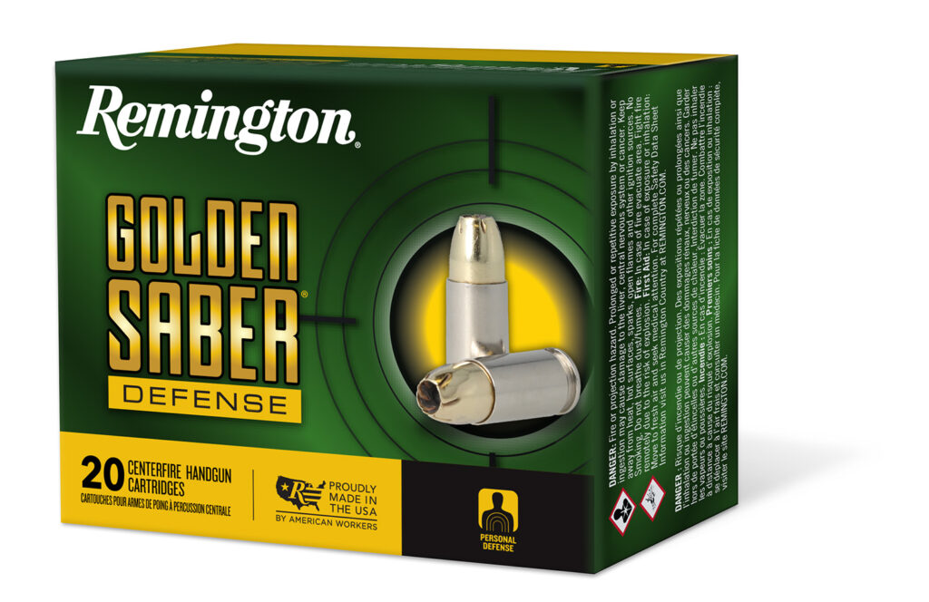 Remington Ammunition 27604 Golden Saber Defense 9mmLuger 147gr Brass Jacketed Hollow Point 20 Per Box/25 Case