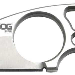 S.O.G SOG-JB01K-CP Snarl 2.30" Fixed Plain Sheepsfoot Satin 9Cr18MoV SS Blade/ Silver Stainless Steel Handle