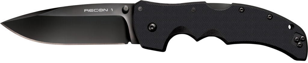 Cold Steel CS27BS Recon 1 4" Folding Spear Point Plain DLC Coated American S35VN Blade/Black G10 Handle Includes Pocket Clip