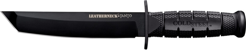 Cold Steel CS-39LSFCT Leatherneck  7" Fixed Plain Tanto Black Matte Powder Coat German D2 Steel Blade/Black Deep Checkered w/double Quillon Guard/ Griv-Ex Handle