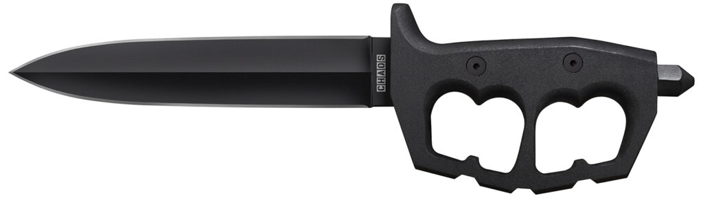 Cold Steel CS-80NTP Chaos Double Edge 7.50" Fixed Plain Black SK-5 High Carbon Blade/Black w/ "D" Ring Guards Aluminum Handle