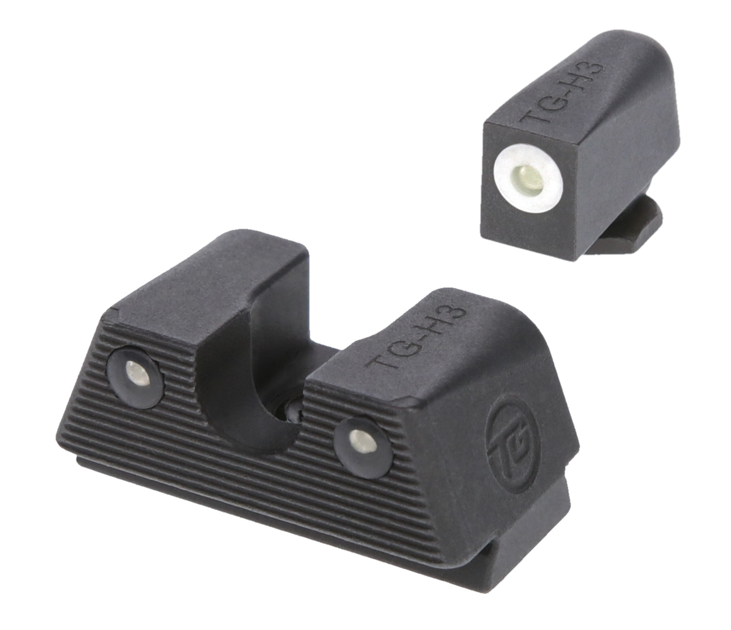 TruGlo TGTG231G1XW Tritium X Low, White Outline Tritium Front/ Green Tritium Rear/Black Nitride Fortress Frame, Compatible w/Most Glock Except MOS, Front Post/Rear Dovetail Mount