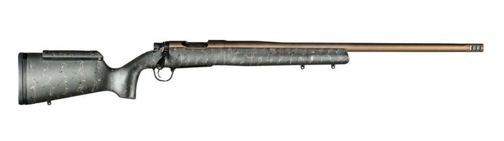 Christensen Arms 8010201000 Mesa Long Range 28 Nosler 3+1 26" Threaded Barrel, Burnt Bronze Cerakote, Green with Black/Tan Webbing Stock