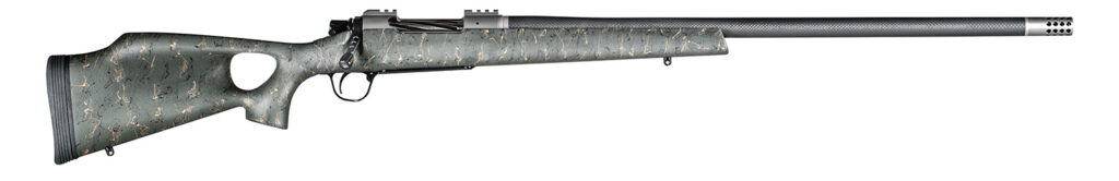 Christensen Arms CA10269815323 Summit TI Full Size 28 Nosler 3+1, 26" Natural Titanium Steel Threaded Barrel, Natural Titanium Aluminum Receiver, Green w/Black/Tan Webbing Fixed Thumbhole Stock