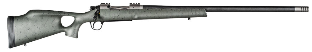 Christensen Arms CA10269315322 Summit TI Full Size 7mm Rem Mag 3+1, 26" Natural Titanium Steel Threaded Barrel, Natural Titanium Aluminum Receiver, Green w/Black Webbing Fixed Thumbhole Stock