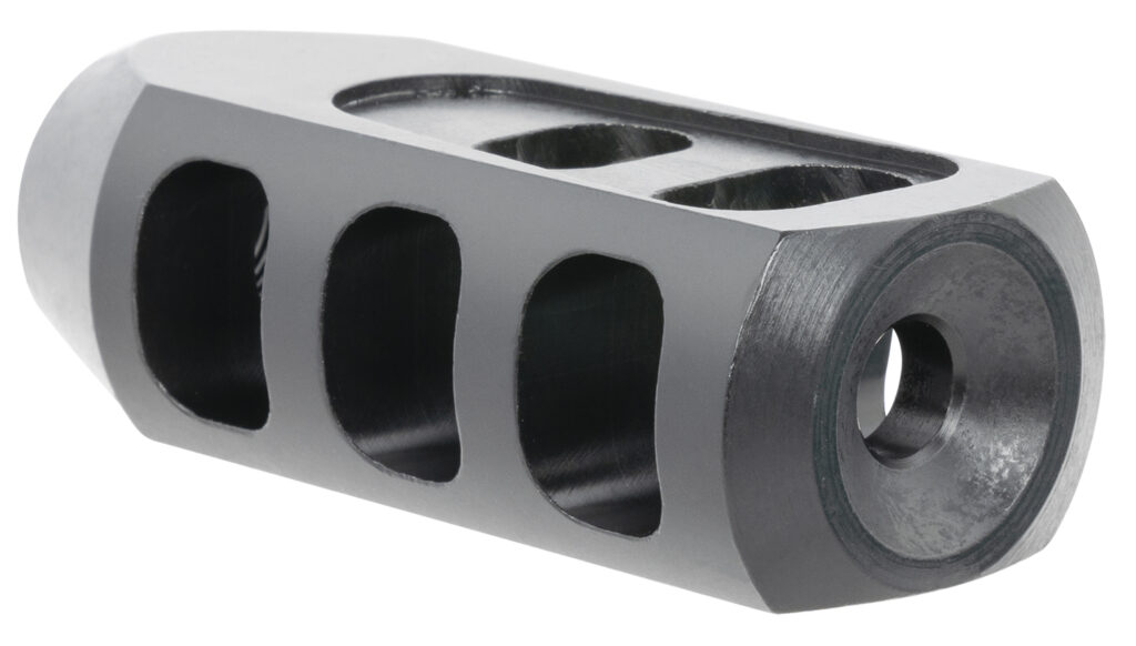 TacFire Tanker Muzzle Brake Black Oxide Steel with 1/2"-28 tpi Threads 2.76" OAL 1.37" Diameter for 5.56x45mm NATO