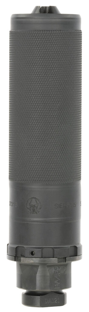 Dead Air SIERR5XM Sierra-5  5.56mm 1.50"D 1/2"-28 tpi Thread Pattern Made of Stellite Baffles & Stainless Steel Tube with Black Cerakote Finish Includes Xeno Flash Hider & Mount