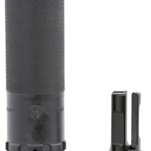 Dead Air SIERRA5KM Sierra-5 5.56mm 1.50"D 1/2"-28 tpi Thread Pattern Made of Stellite Baffles & Stainless Steel Tube with Black Cerakote Finish Includes KeyMo Flash Hider & Mount