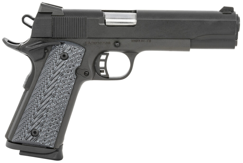 Taylors & Company 230058 Armscor 1911 Tactical Full Size 9mm Luger 8+1, 5" Stainless Steel Barrel, Black Parkerized Serrated Slide, Black Parkerized Steel Frame w/Beavertail, Gray G10 Grip