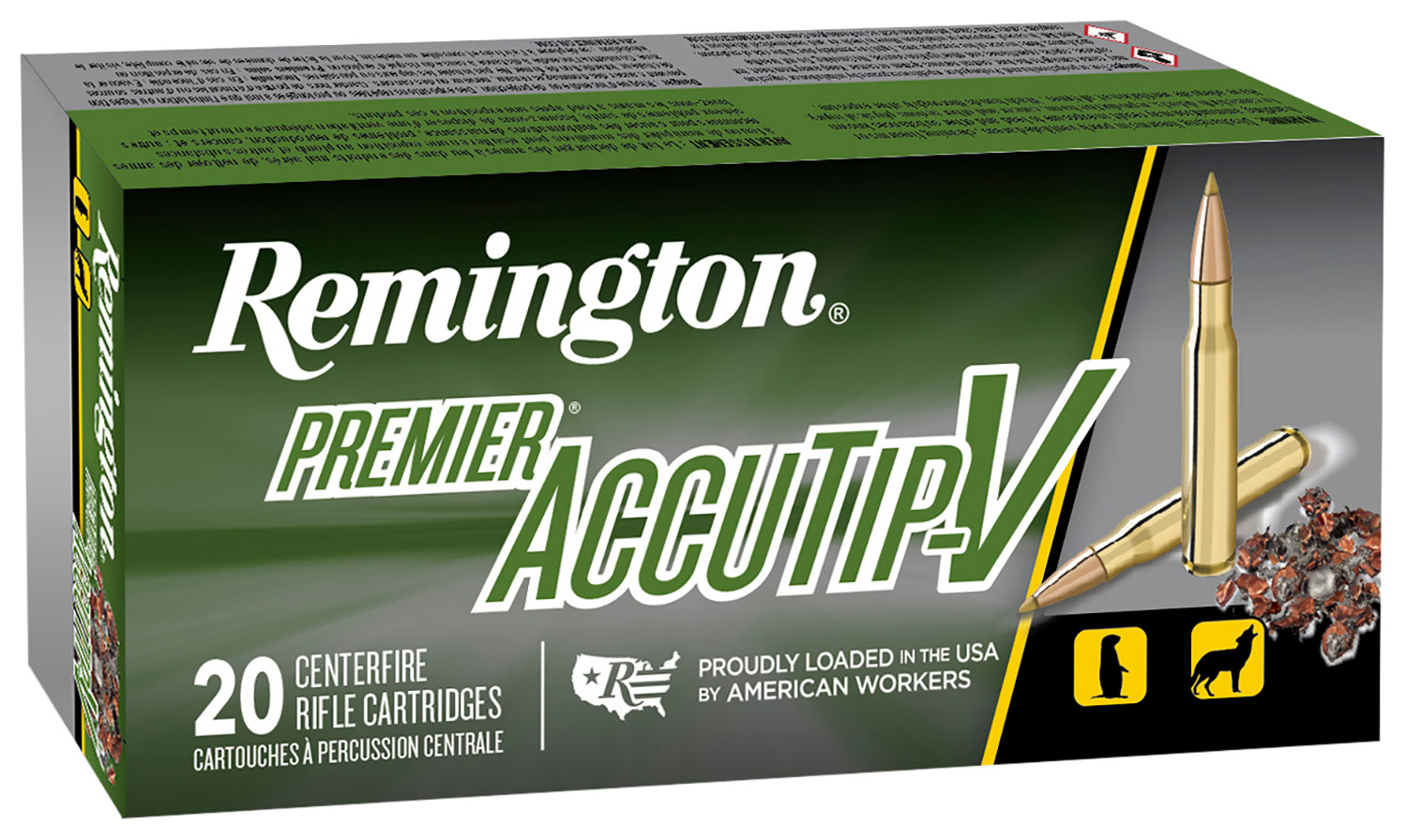 Remington Ammunition 21202 Premier Accutip-V 224Valkyrie 60gr AccuTip V Boat Tail 20 Per Box/10 Case