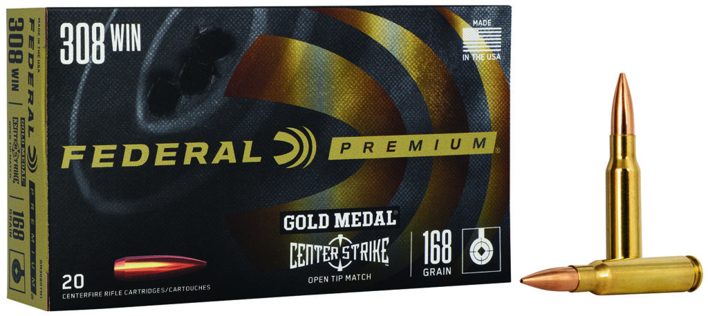 Federal GM308OTM1 Premium Gold Medal 308Win 168gr Open Tip Match 20 Per Box/10 Case