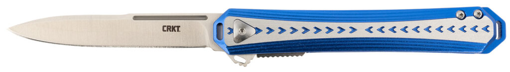 CRKT 6710 Stickler  3.38" Folding Plain Satin 12C27 Sandvik Blade/ Blue & Silver Aluminum Handle Includes Pocket Clip