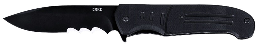CRKT 6885 Ignitor  3.48" Folding Drop Point Part Serrated Black Oxide 8Cr13MoV SS Blade/Black G10 Handle Includes Pocket Clip
