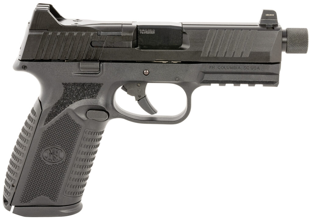 FN 66101377 510 Tactical Full Size 10mm Auto 10+1, 4.71" Black Target Crown/Threaded Steel Barrel, Black PVD Optic Cut/Serrated Slide & Polymer Frame w/Picatinny Rail, Ambidextrous