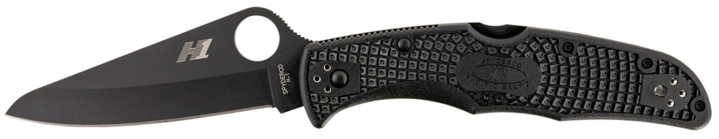 Spyderco C91PBBK2 Pacific Salt 2 3.78" Folding Drop Point Plain Black H2 Steel Blade/ Black Textured FRN Handle