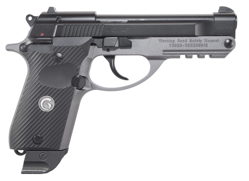 EAA GIRSAN 390855 MC 14T Solution Compact Frame 380 ACP 13+1, 4.50" Black Steel Tip-Up Barrel & Serrated Steel Slide, Matte Stainless Aluminum Frame w/Picatinny Rail, Black Polymer Grip, Ambidextrous