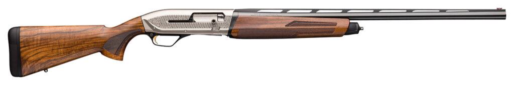 Browning 011744304 Maxus II Ultimate 12 Gauge 3" Chamber 4+1 (2.75") 28" Gloss Blued Vent Rib Barrel, Matte Nickel Rec, Grade III Gloss Walnut Furniture, LPA Fiber Optic Sight, 3 Chokes