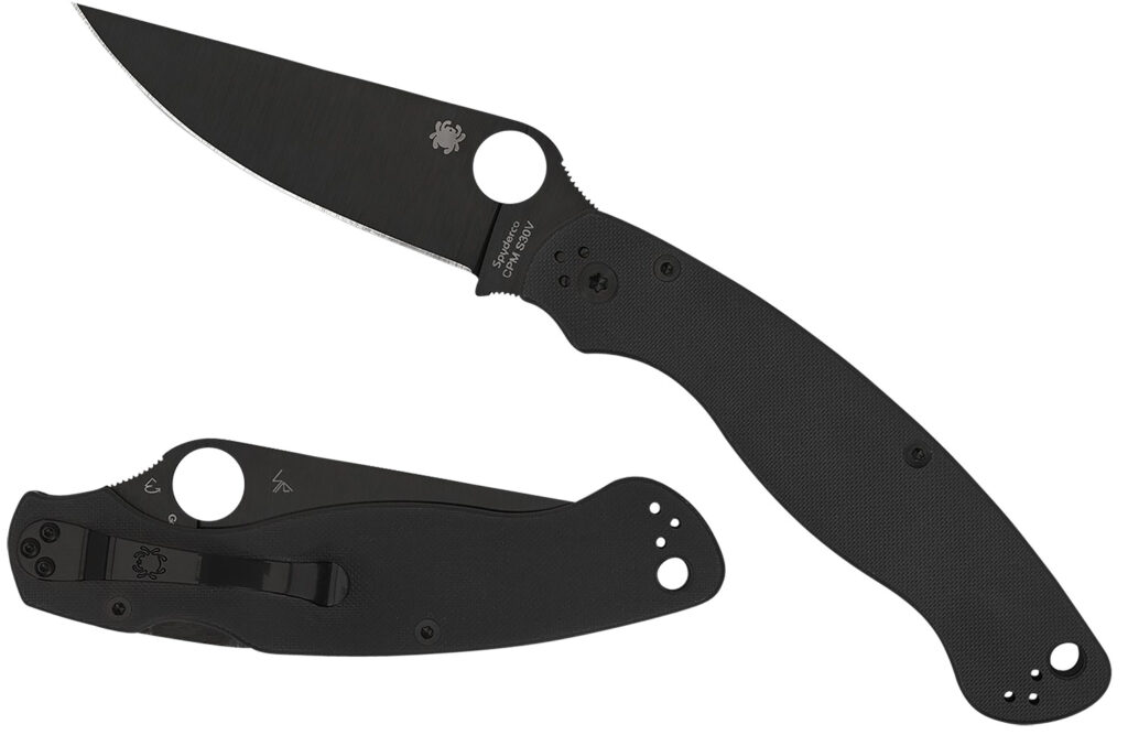 Spyderco C36GPBK2 Military 2  4" Folding Plain Black DLC CPM S30V SS Blade/ Black Textured G10 Handle Includes Pocket Clip