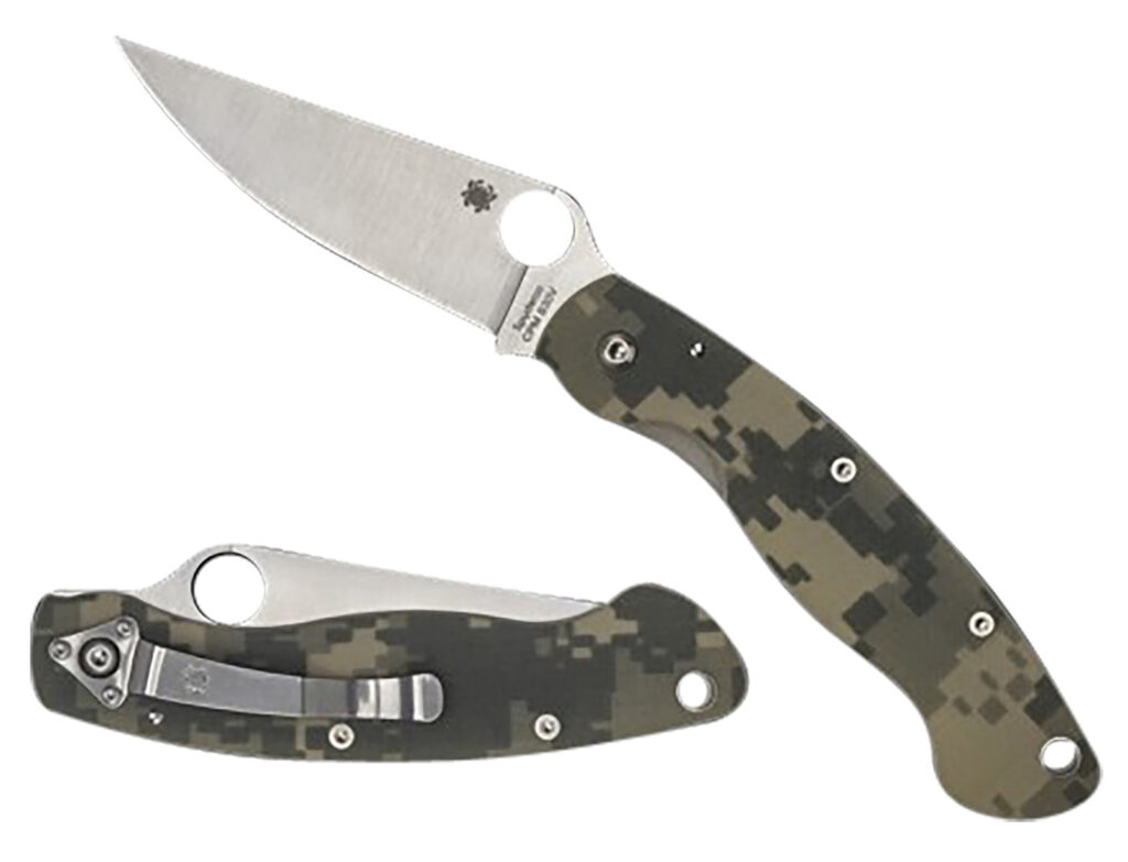 Spyderco C36GPCMO Military 4" Folding Clip Point Plain Stonewashed CPM S30V SS Blade/ Digital Camo G10 Handle Includes Pocket Clip