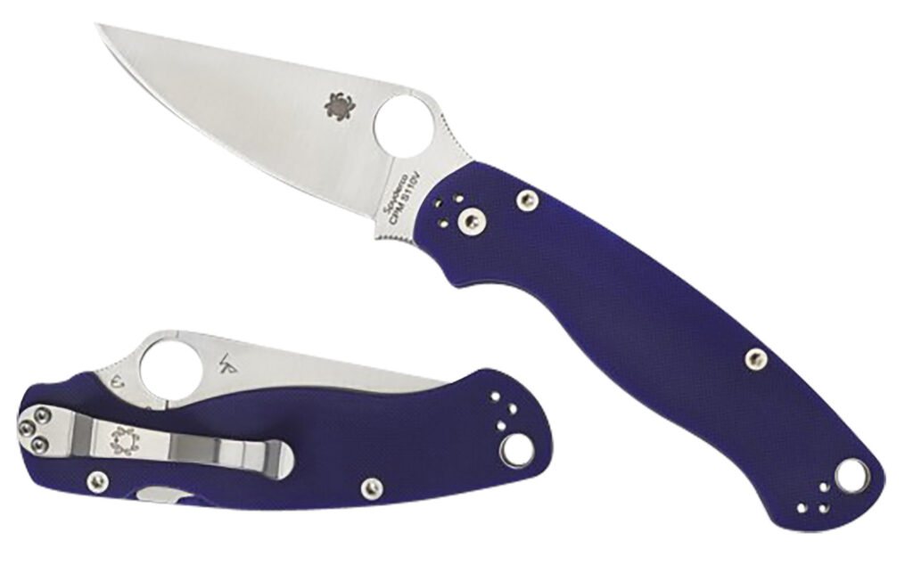 Spyderco C81GPDBL2 Para Military 2 3.42" Folding Plain Satin CPM S110V Blade/Dark Blue Textured G10 Handle Includes Pocket Clip