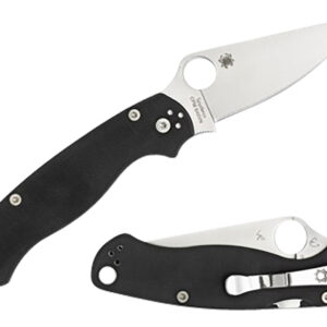 Spyderco C81GPLE2 Para Military 2 3.42" Folding Plain Satin CPM S45VN SS Blade Black Textured G10 Handle Left Hand Includes Pocket Clip