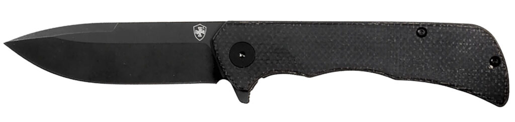 Templar Knife PFMBK321 Paladin  3.27" Folding Drop Point Plain Black Powder Coated D2 Steel Blade, 4.40" Black Micarta Handle