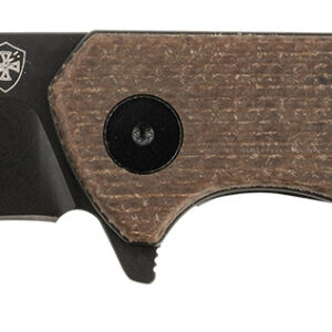 Templar Knife PFMBN321 Paladin 3.27" Folding Drop Point Plain Black Powder Coated D2 Steel Blade, 4.40" Brown Micarta Handle