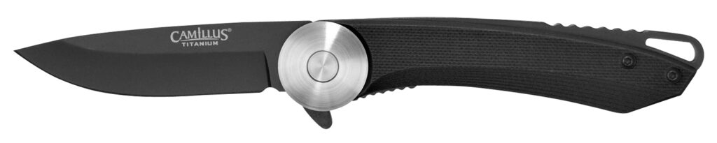 Camillus 19640 Cirque  2.75" Folding Drop Point Plain Black AUS-8 Carbonitride Titanium Blade, Black G10 Handle