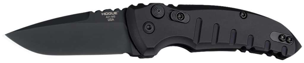Hogue 24116 A01  2.75" Folding Drop Point Plain Black Cerakote 154CM SS Blade/Matte Black Aluminum Handle